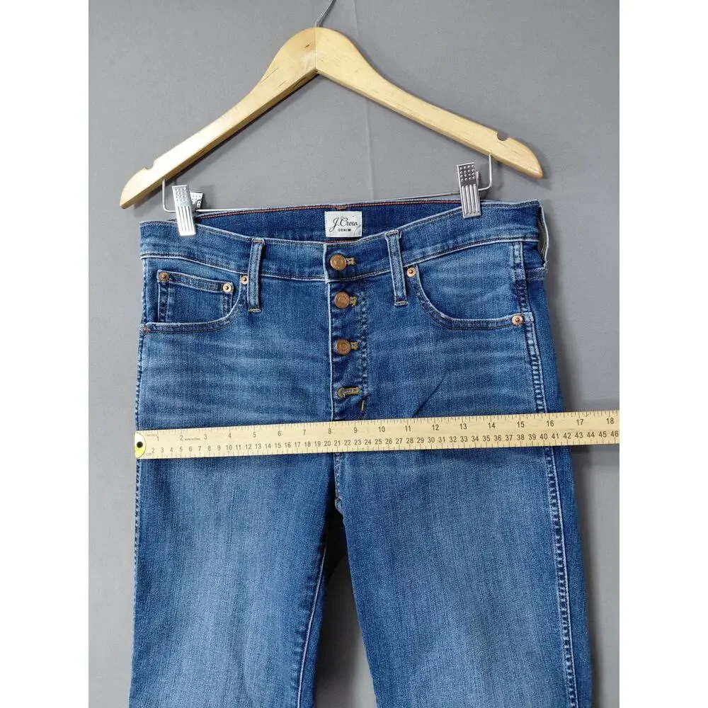 J.Crew Blue Raw Hem Medium Wash Vintage Straight Jeans Women Size 30